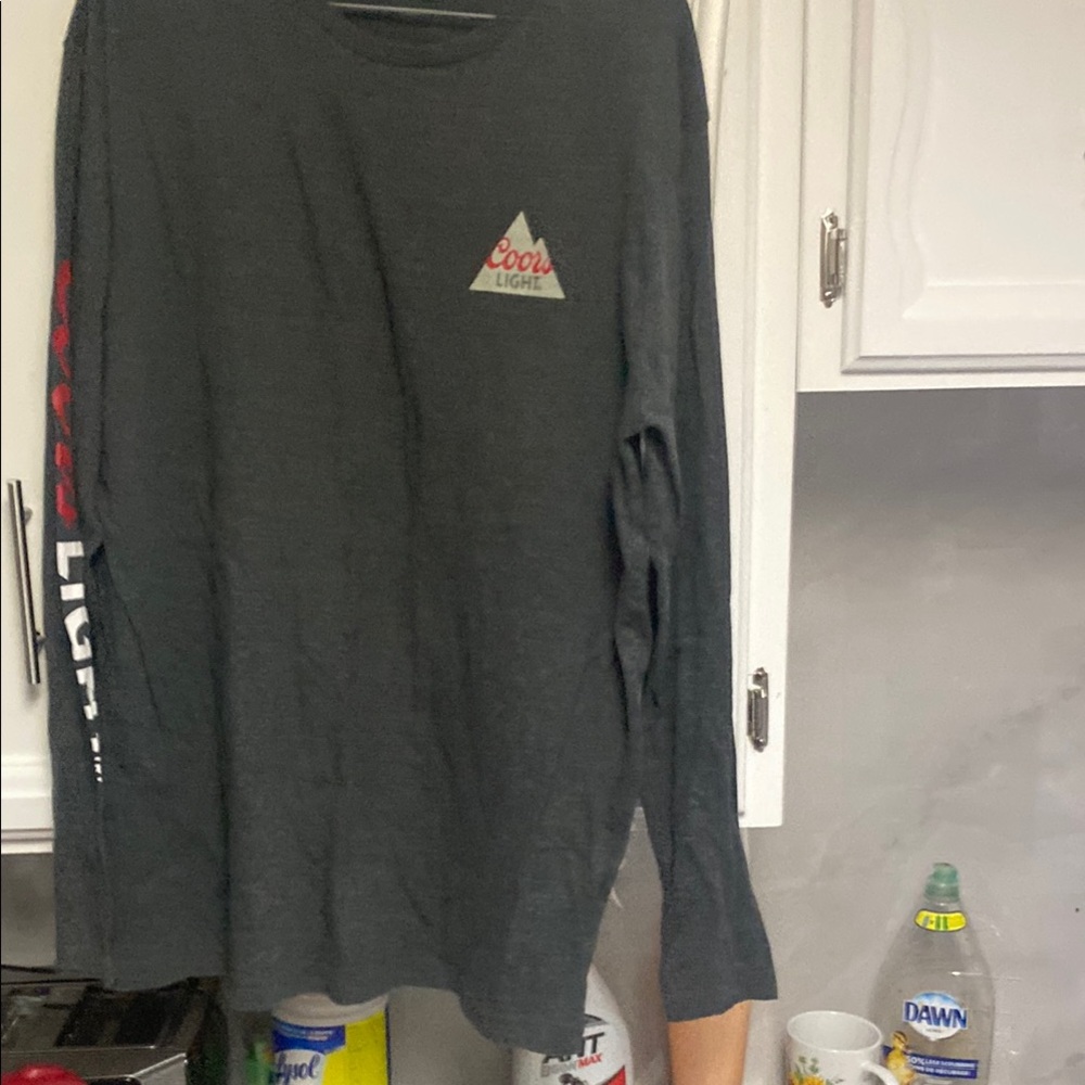 Gray Long Sleeve Tee with Simple Design
